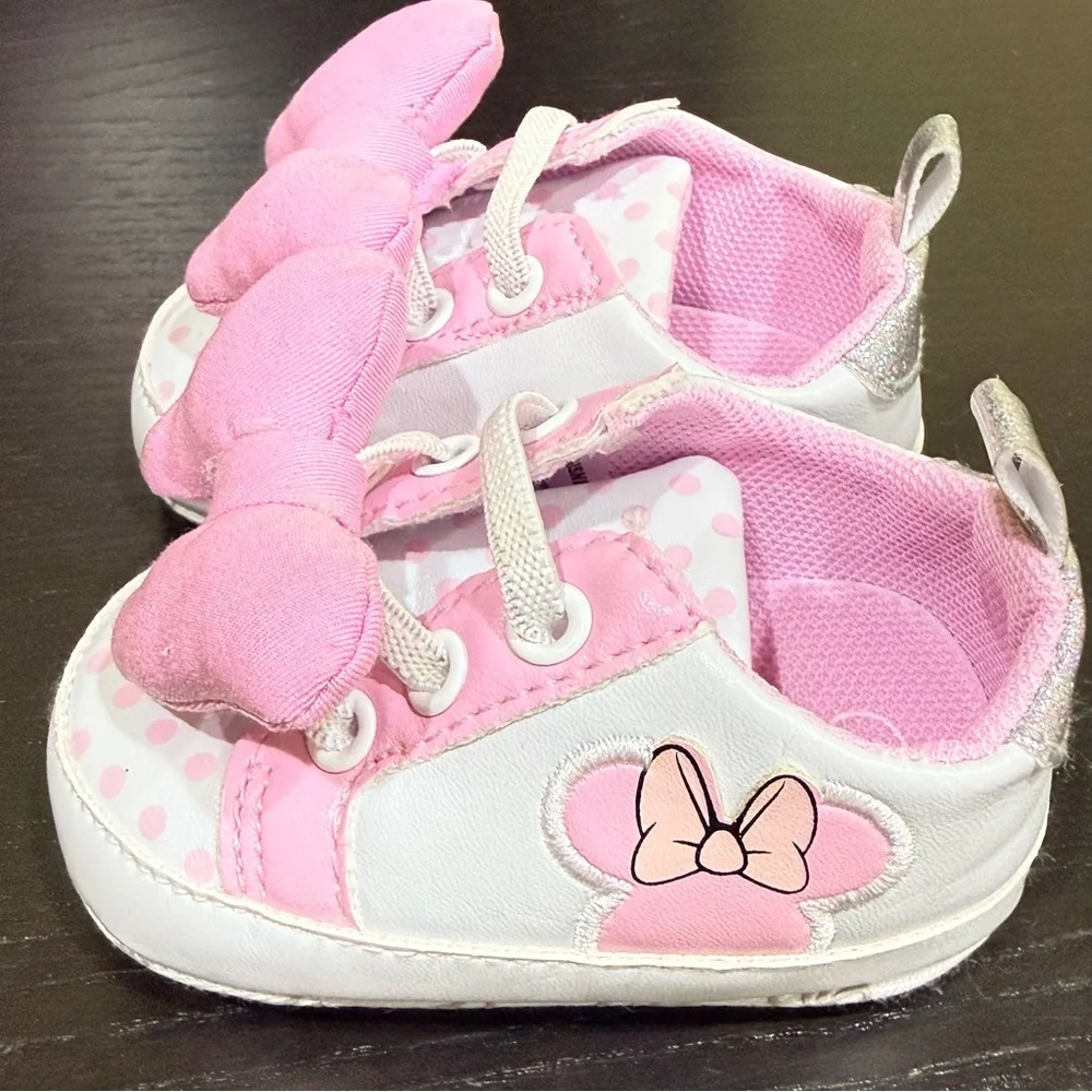 Disney Pink and White Minnie Bow Baby Walker Sneakers